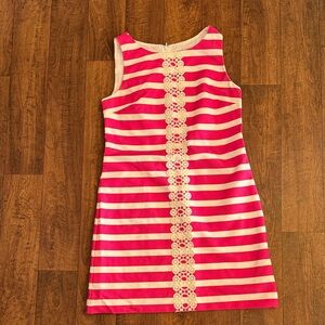 Vibrant Pink and Cream Striped Mini Dress
